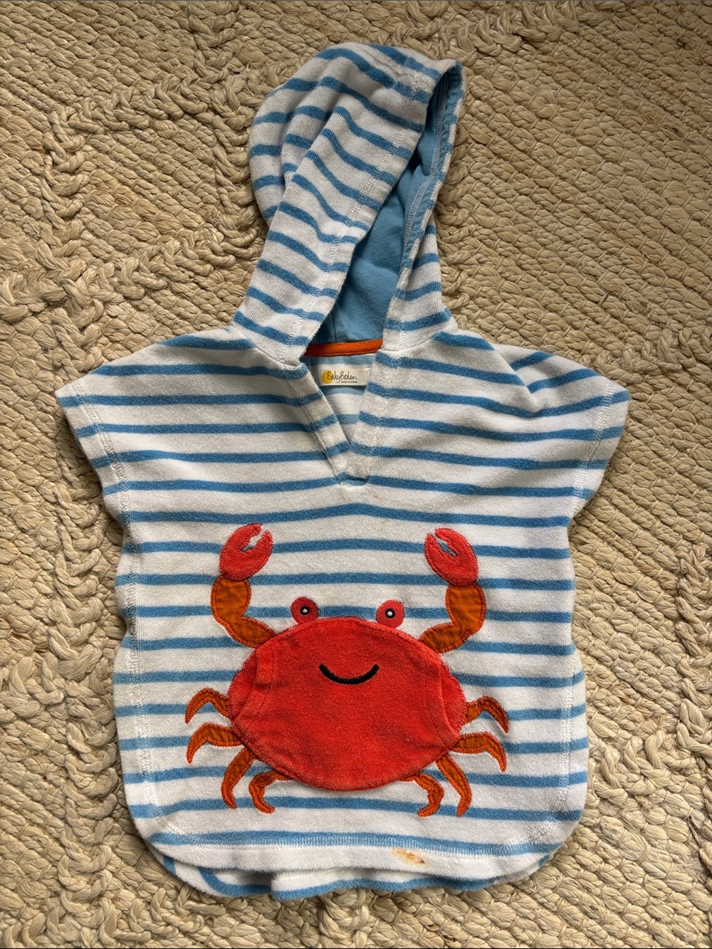 Baby Boden Crab Hooded Terry Swim coverup